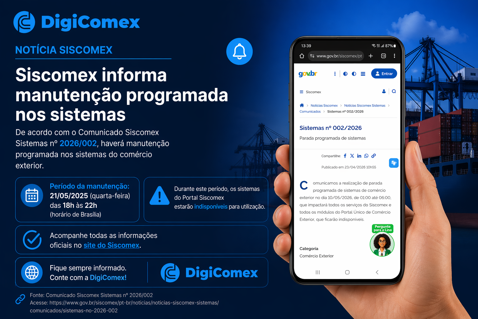 Siscomex fora do ar em 10/05?
