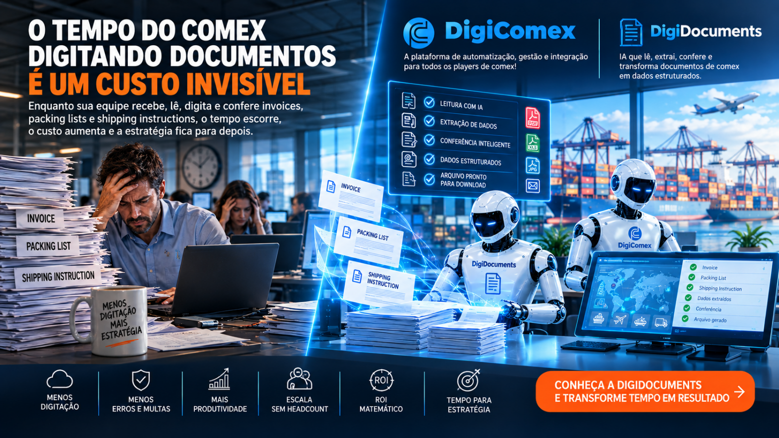 Porque sua empresa tem o tempo de estratégia do comex roubado por digitação manual?